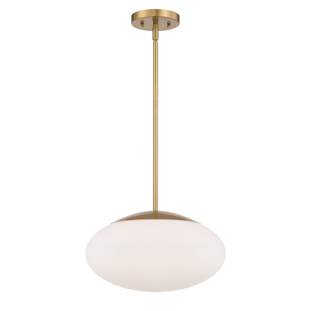 Gaze 1 Light 14in Pendant in Satin Brass (White Glass) by Craftmade
