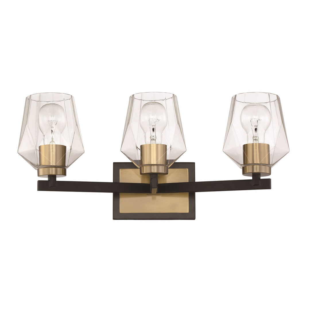 Avante Grand 3 Light Vanity in Flat Black/Satin Brass by Craftmade