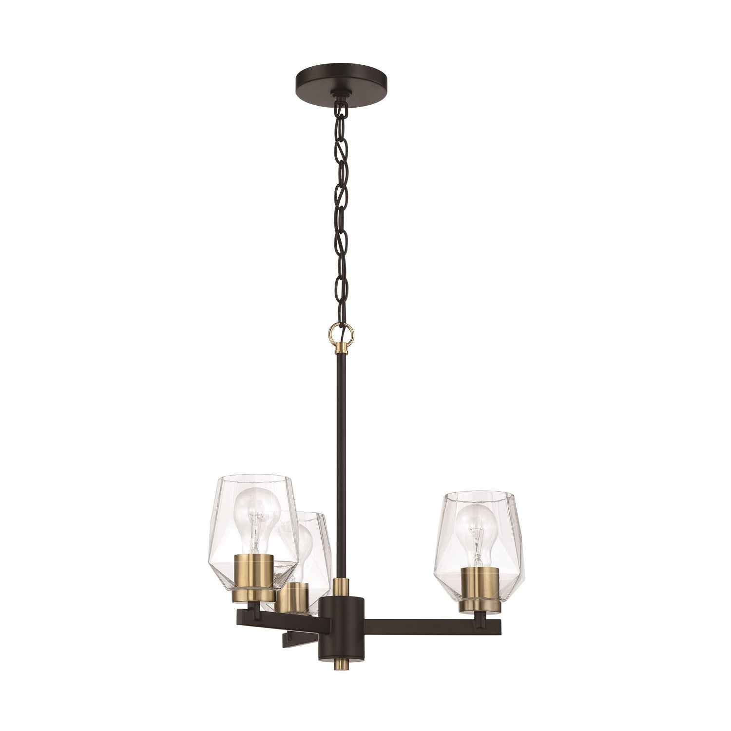 Avante Grand 3 Light Chandelier in Flat Black/Satin Brass by Craftmade