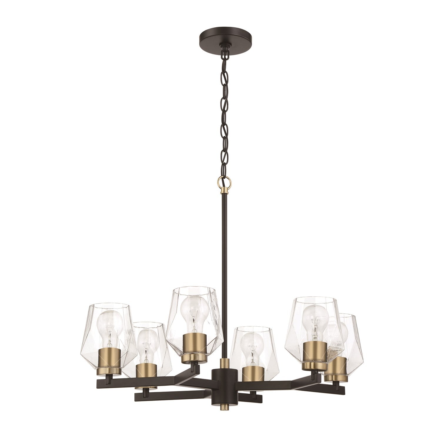 Avante Grand 6 Light Chandelier in Flat Black/Satin Brass by Craftmade