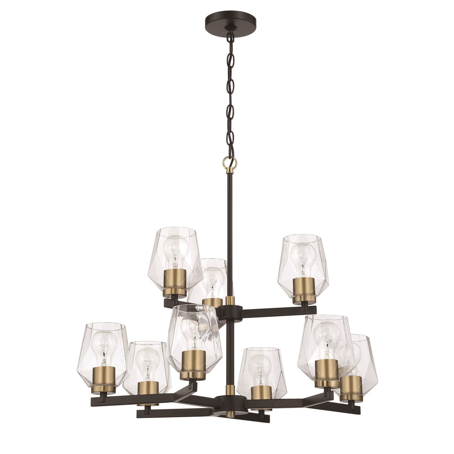 Avante Grand 9 Light Two-Tier Chandelier in Flat Black/Satin Brass by Craftmade