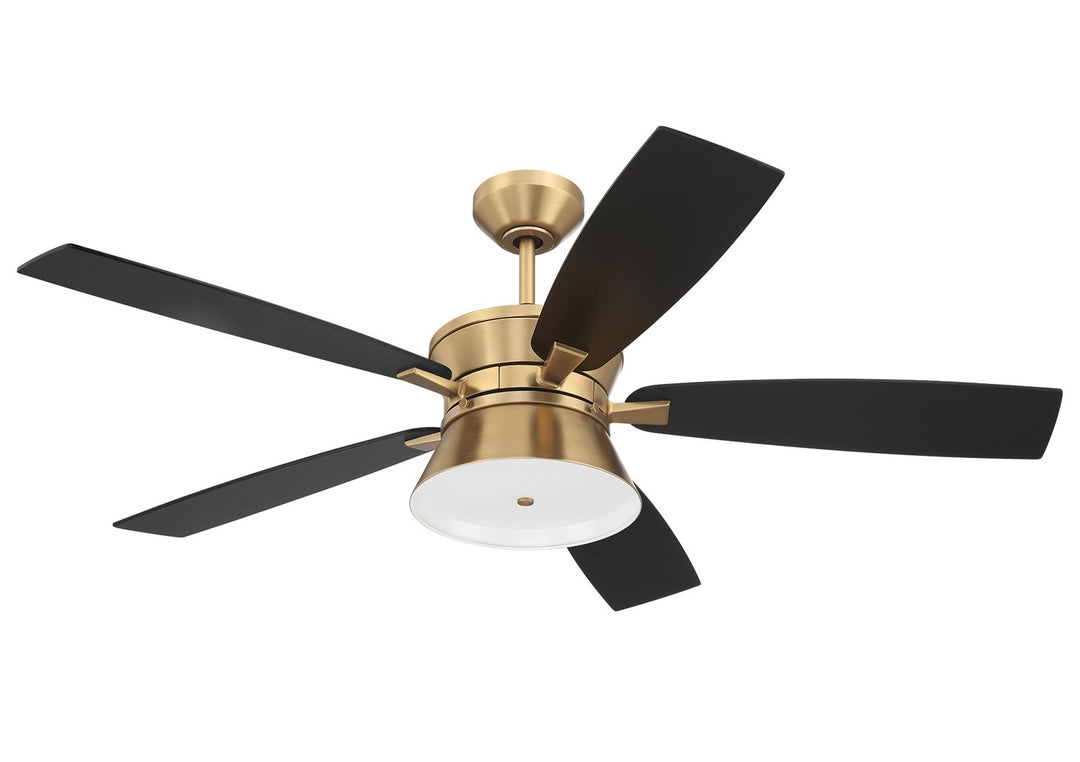 52in Dominick in Satin Brass w/ Flat Black/Black Walnut Blades