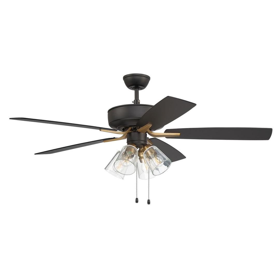 52in Pro Plus 104 in Flat Black/Satin Brass w/ White/Washed Oak Blades by Craftmade