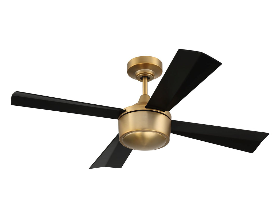 42in TheoSatin Brass Finish Flat Black Blades Light Kit Inlcuded (Optional)