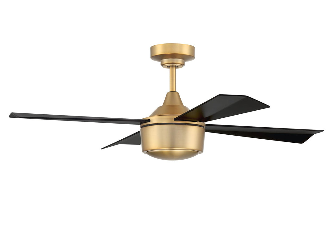42in TheoSatin Brass Finish Flat Black Blades Light Kit Inlcuded (Optional)