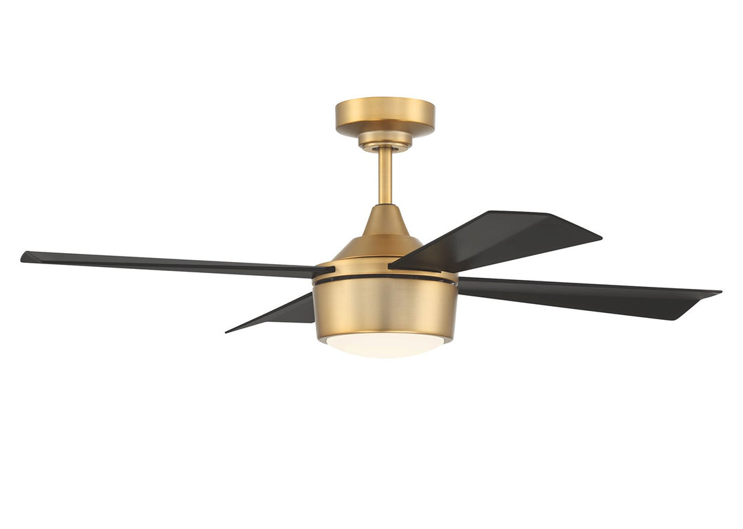 42in TheoSatin Brass Finish Flat Black Blades Light Kit Inlcuded (Optional)