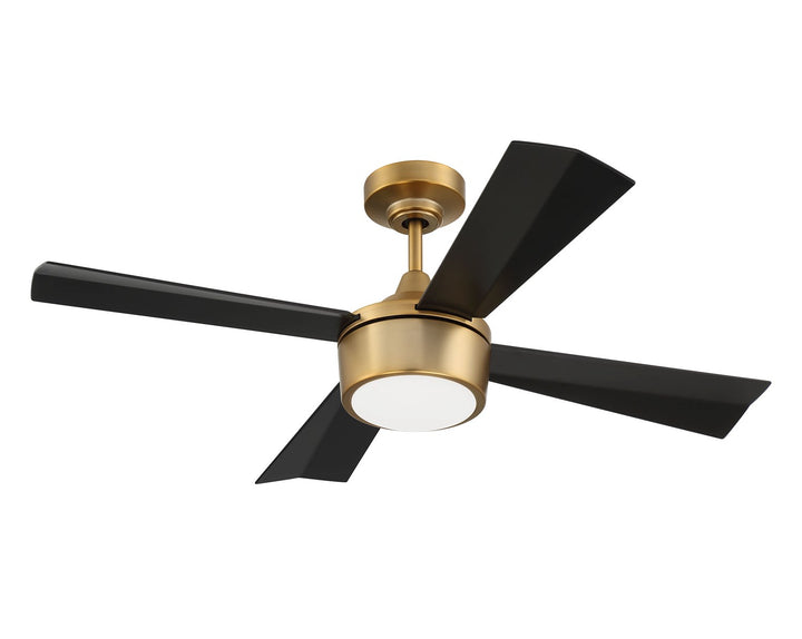 42in TheoSatin Brass Finish Flat Black Blades Light Kit Inlcuded (Optional)