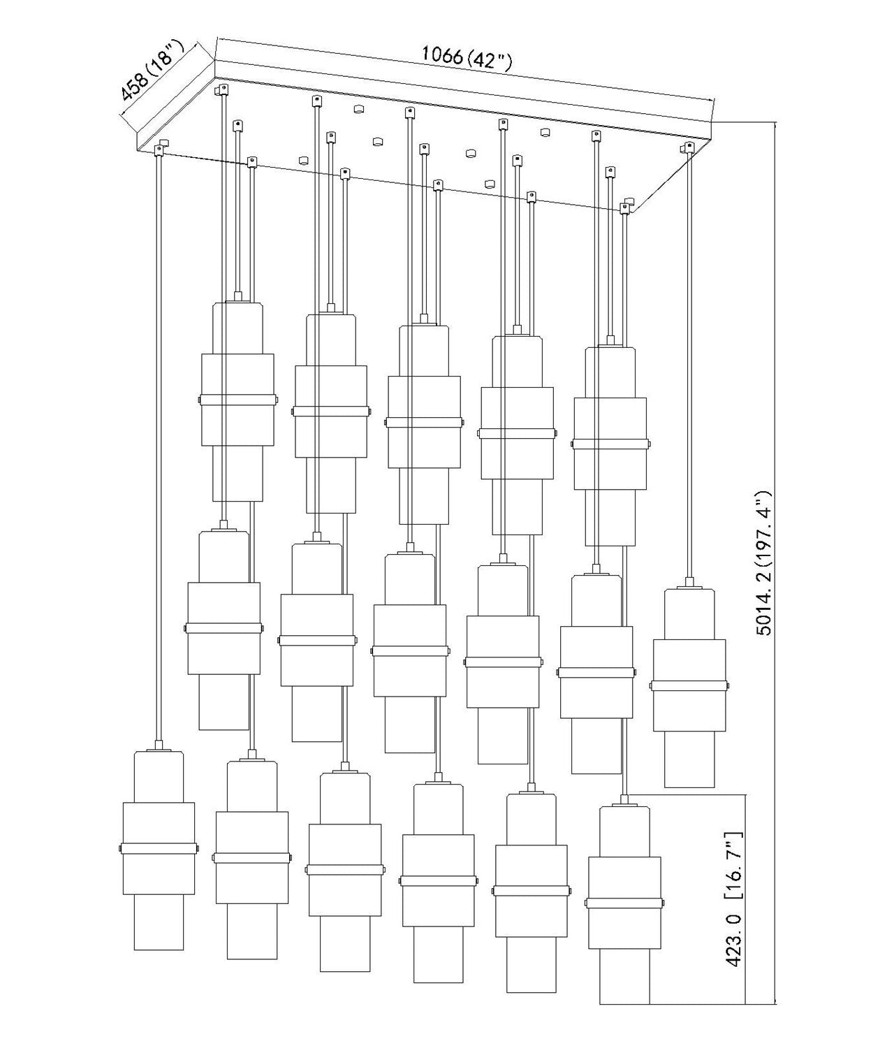 17 Light Linear Chandelier