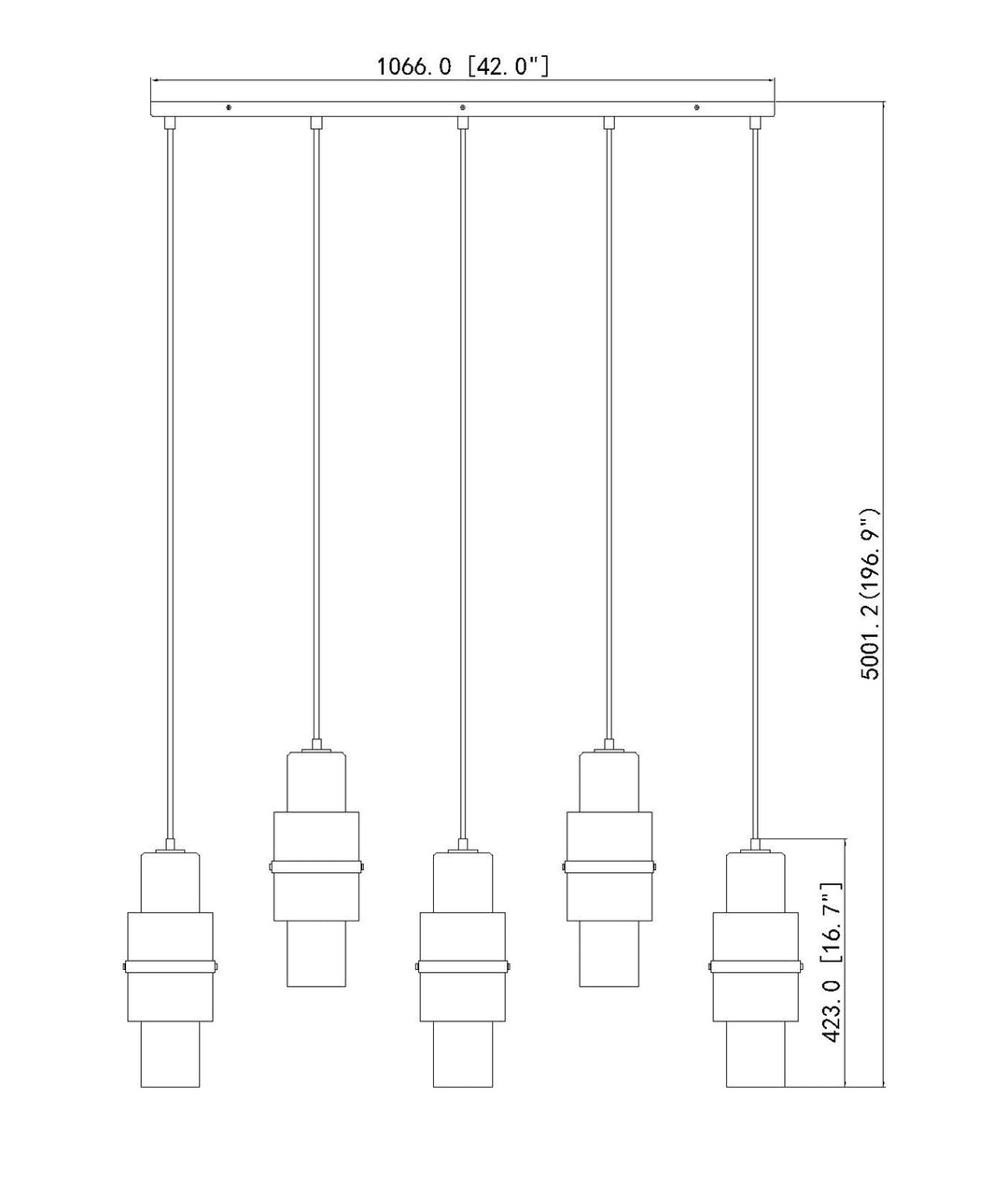 5 Light Linear Chandelier