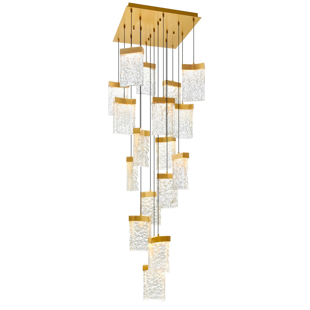 Integrated Led Brass Chandelier by CWI Lighting