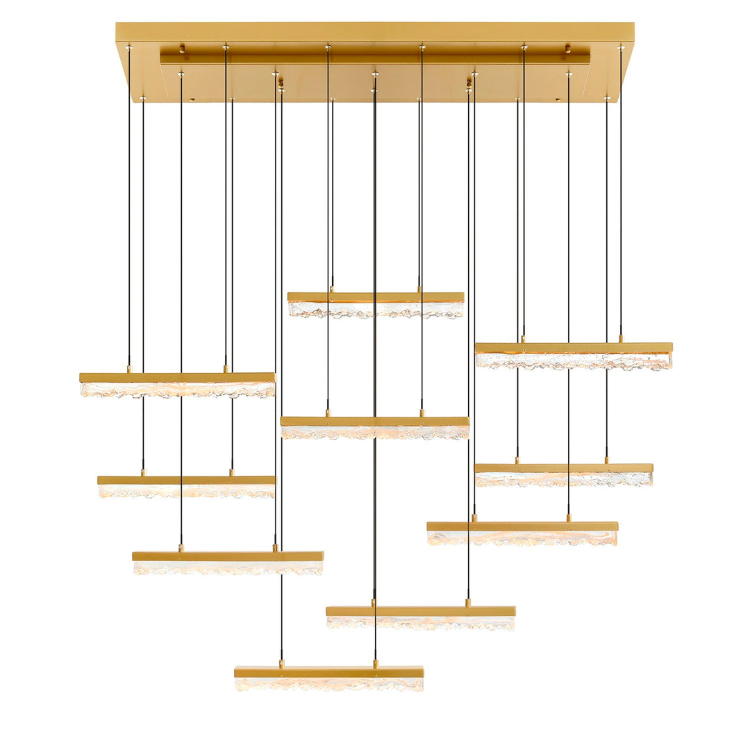 Integrated Led Brass Chandelier by CWI Lighting