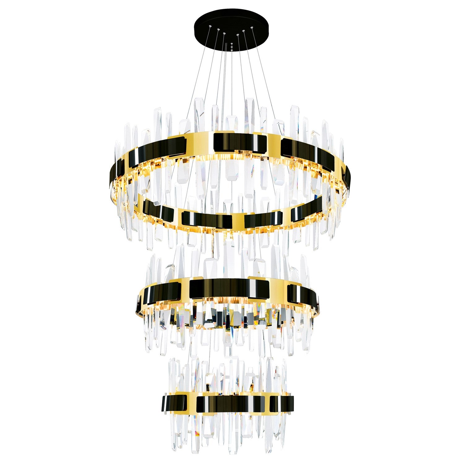 Led Integrated Pearl Black Chandelier