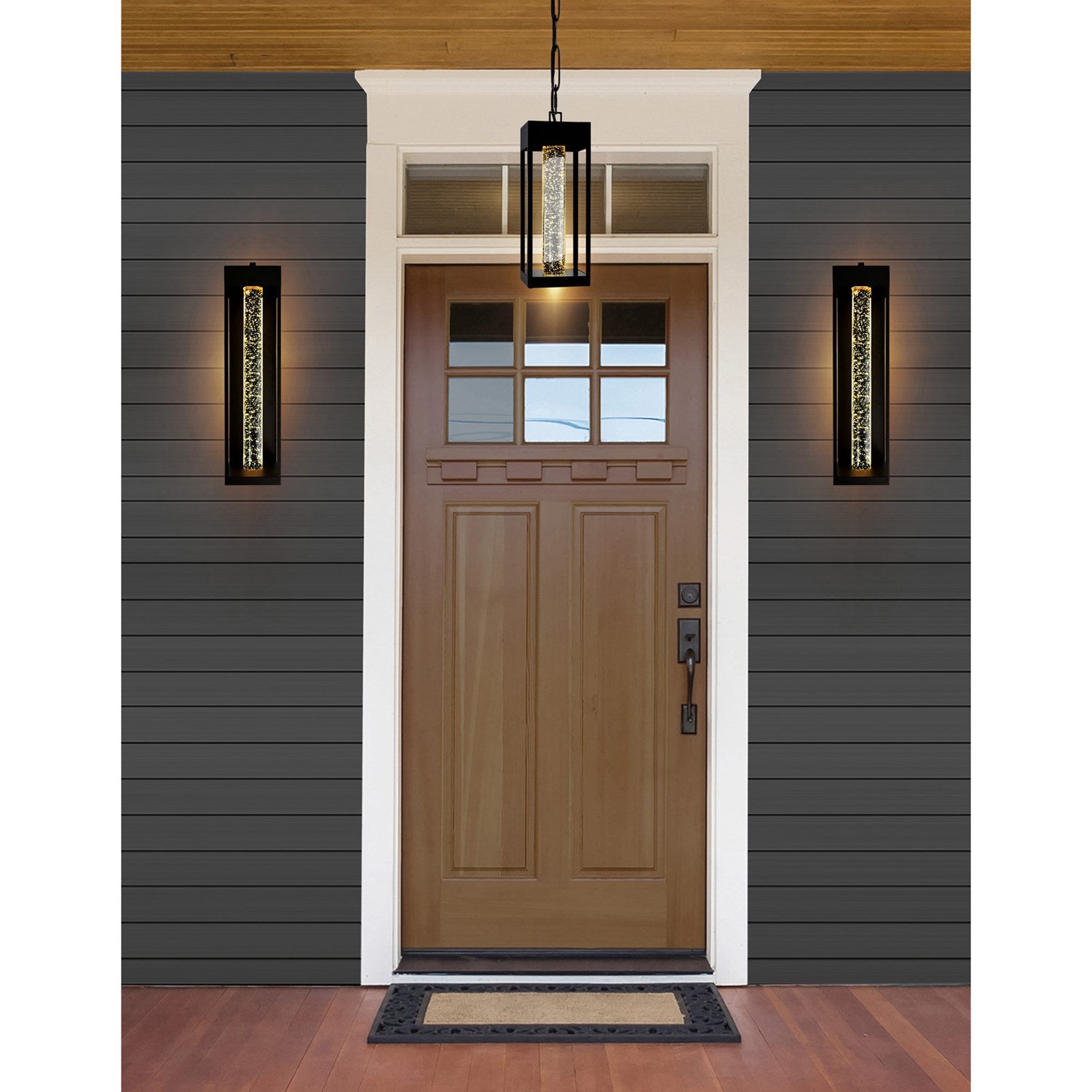 Led Integrated Black Outdoor Ceiling Light