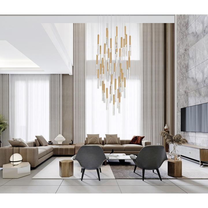 Led Integrated Chandelier With Satin Gold Finish