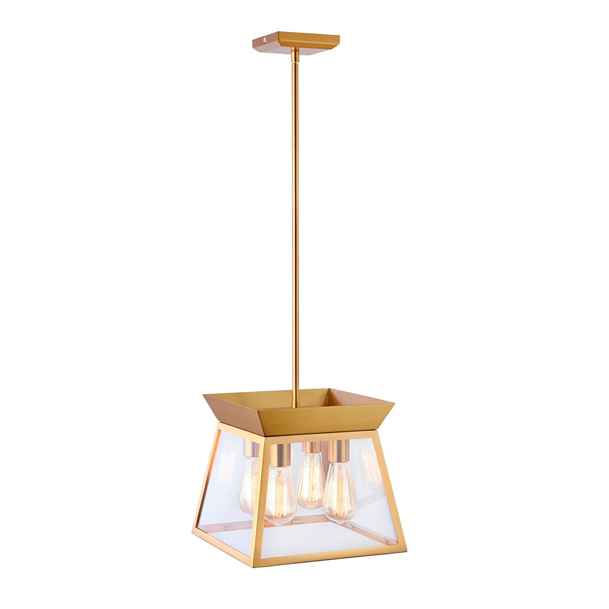4 Light Chandelier 12in Diameter Brushed Brass