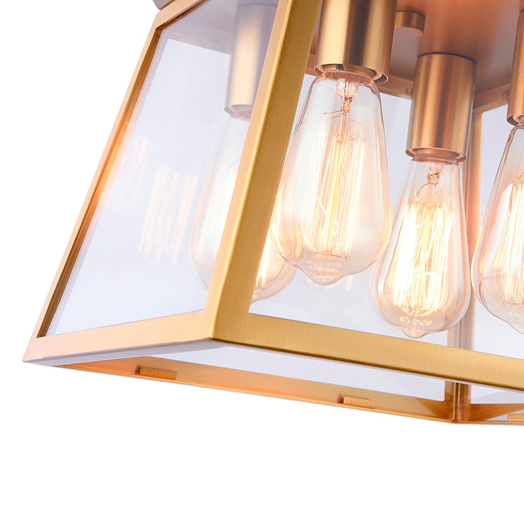 4 Light Chandelier 12in Diameter Brushed Brass