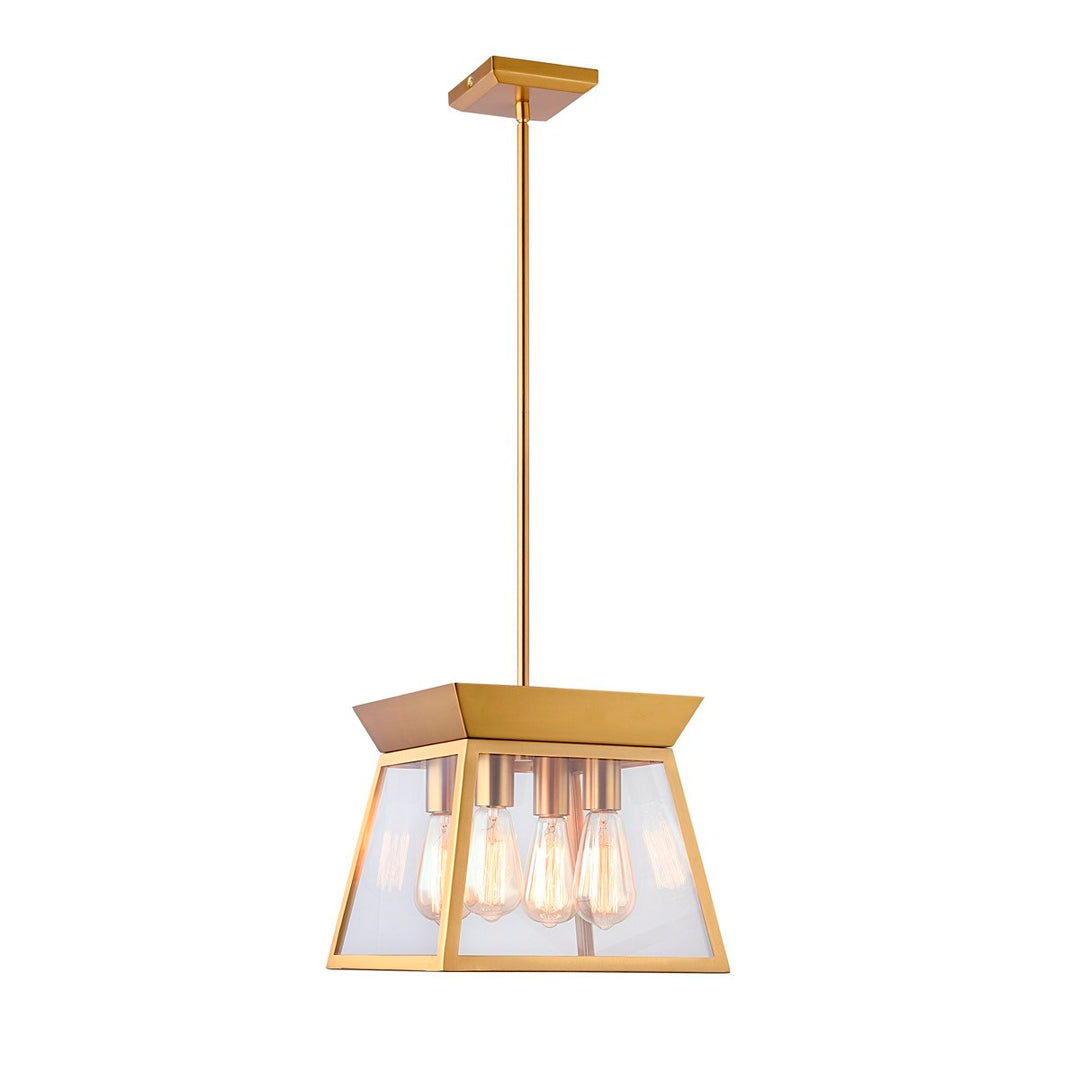 4 Light Chandelier 12in Diameter Brushed Brass