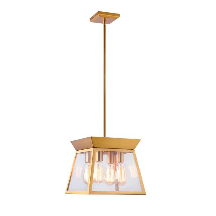 4 Light Chandelier 12in Diameter Brushed Brass