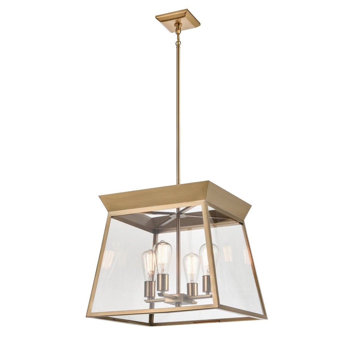 4 Light Chandelier 18in Diameter Brushed Brass
