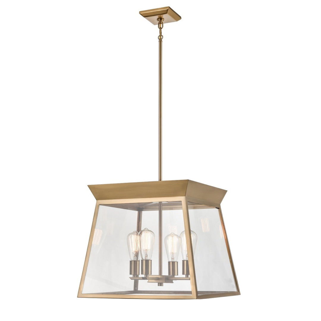 4 Light Chandelier 18in Diameter Brushed Brass