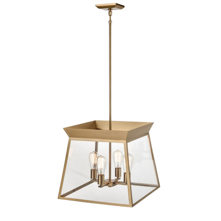 4 Light Chandelier 18in Diameter Brushed Brass