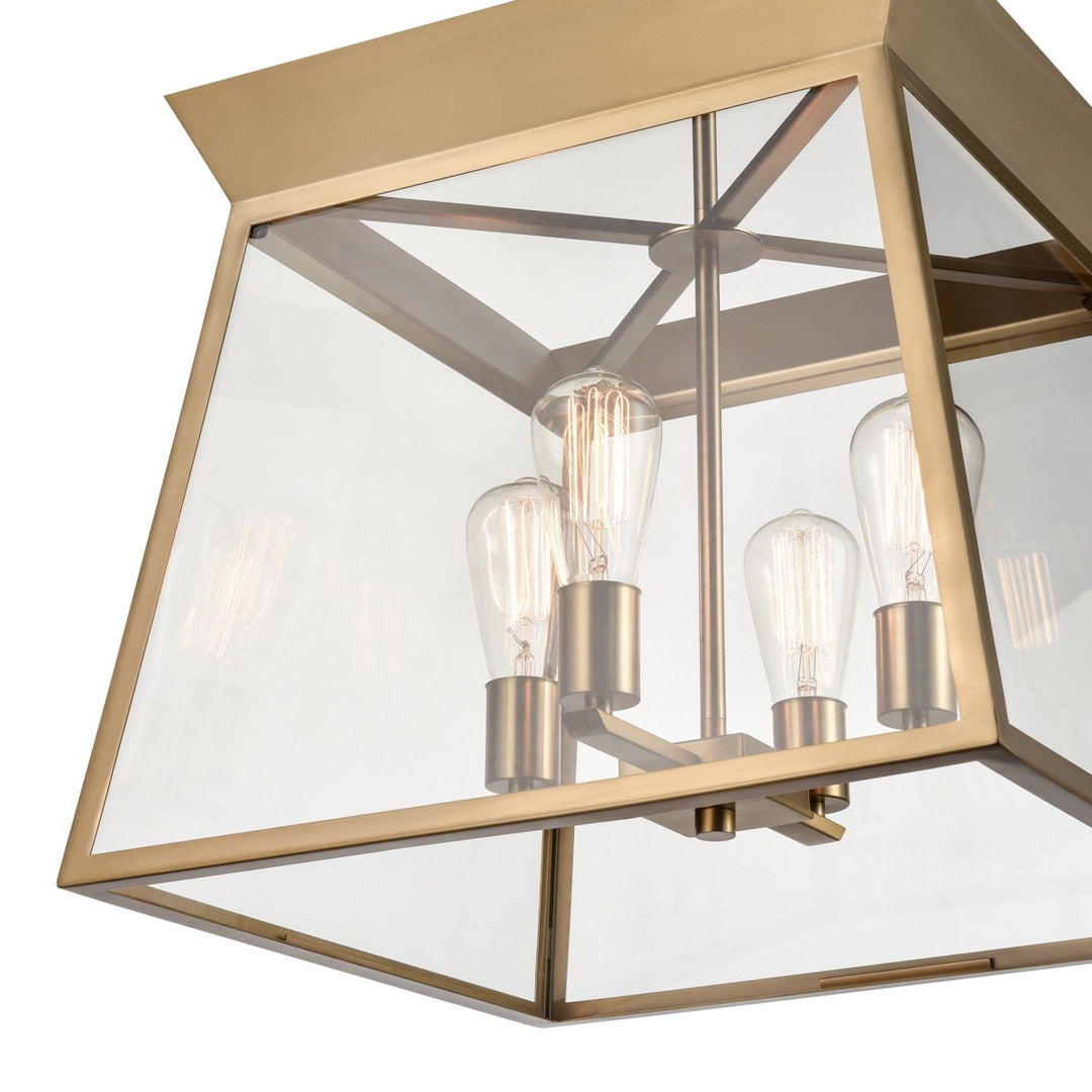 4 Light Chandelier 18in Diameter Brushed Brass