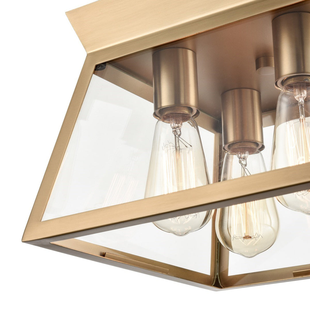 4 Light Flushmount Brushed Brass