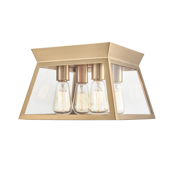 4 Light Flushmount Brushed Brass
