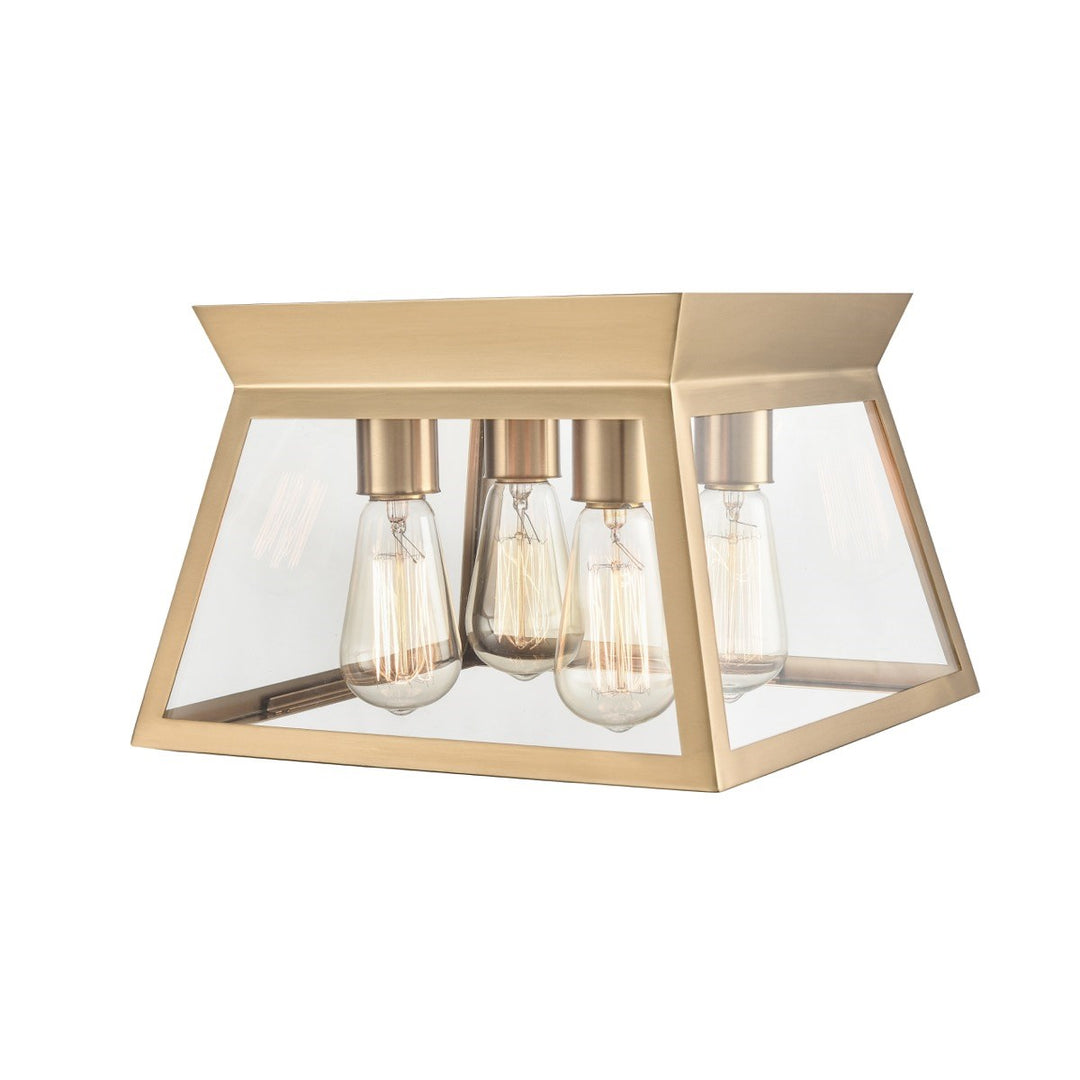 4 Light Flushmount Brushed Brass