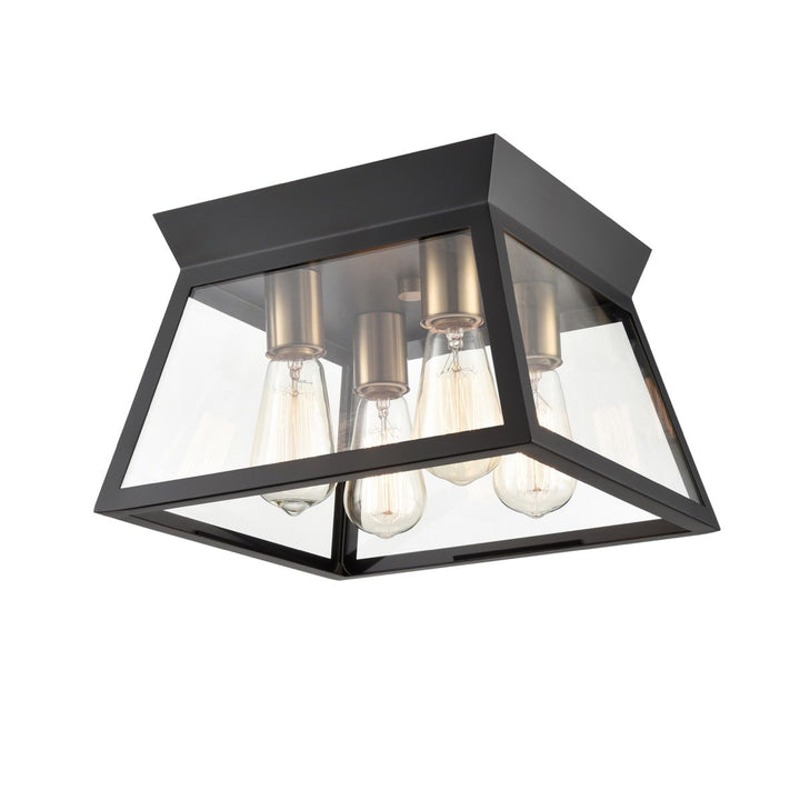 4 Light Flushmount Black And Brushed Brass by Artcraft