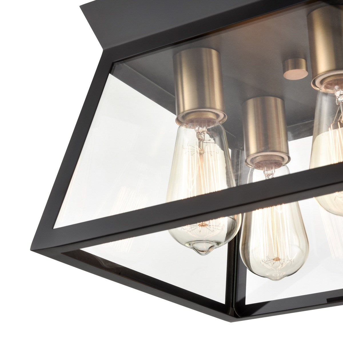 4 Light Flushmount Black And Brushed Brass