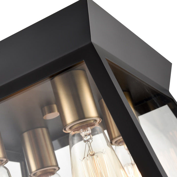 4 Light Flushmount Black And Brushed Brass
