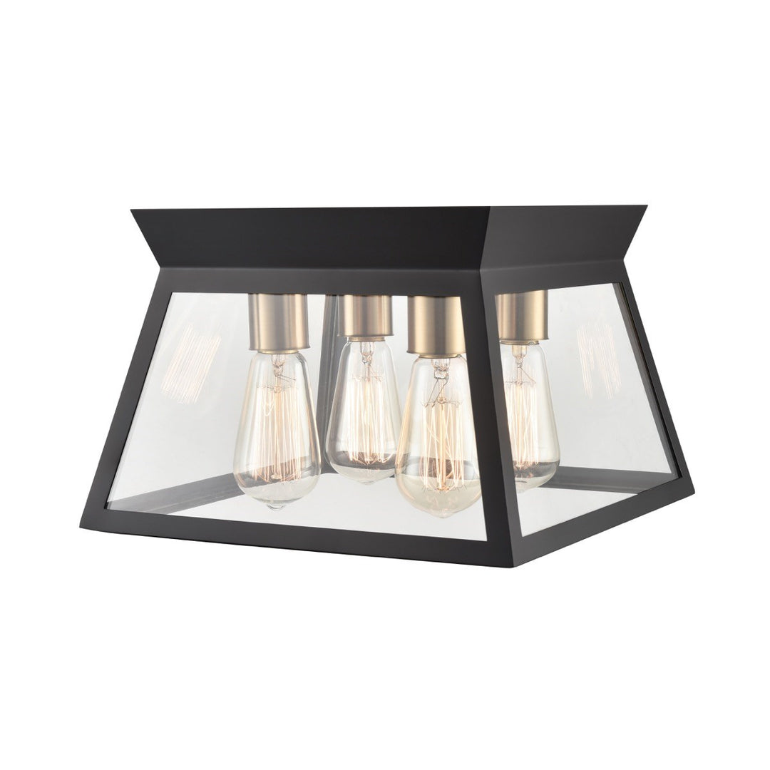 4 Light Flushmount Black And Brushed Brass