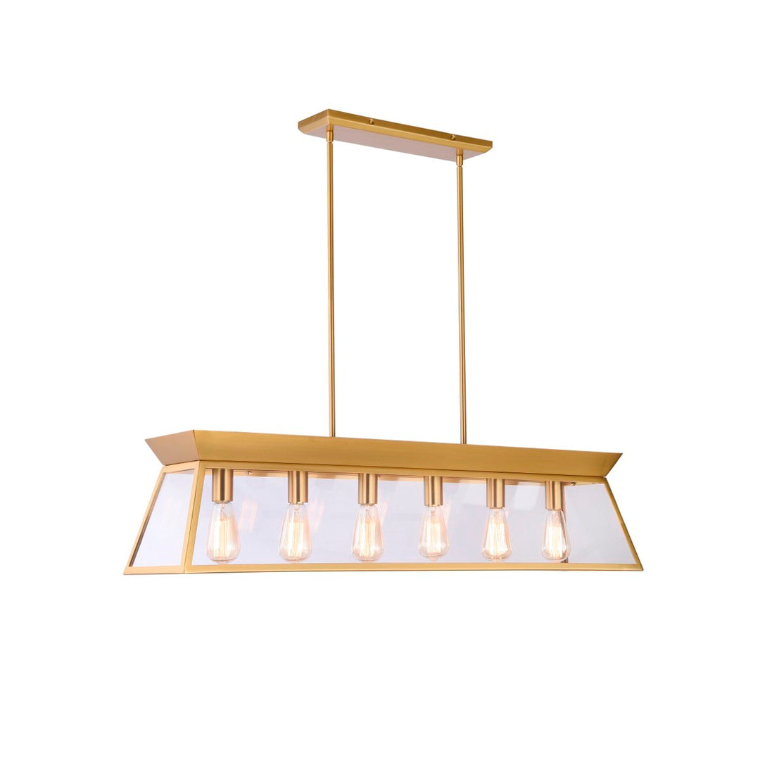 Linear Island Chandelier Brushed Brass