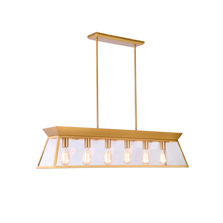 Linear Island Chandelier Brushed Brass