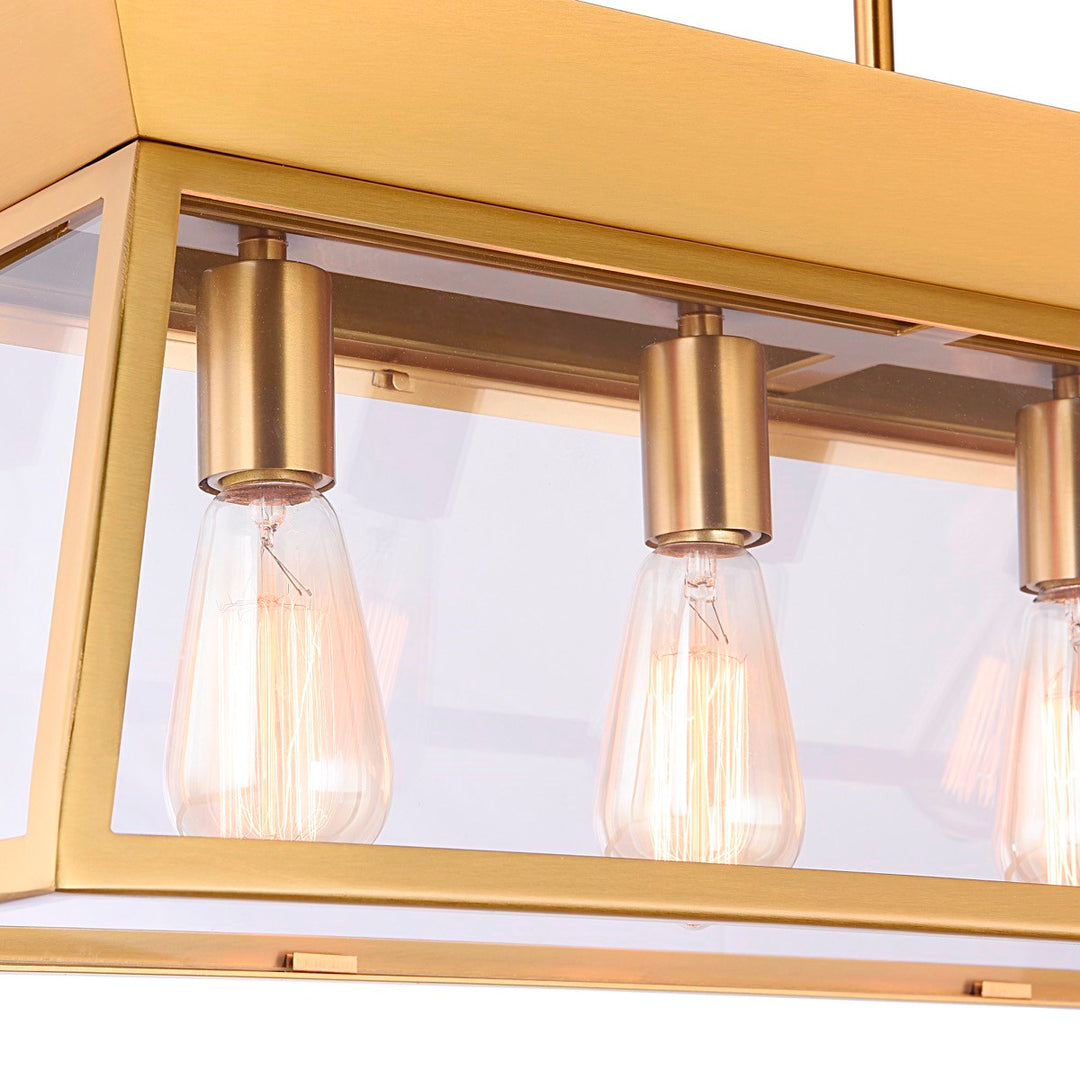Linear Island Chandelier Brushed Brass