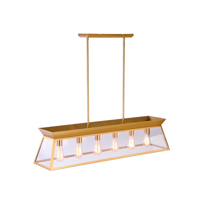 Linear Island Chandelier Brushed Brass
