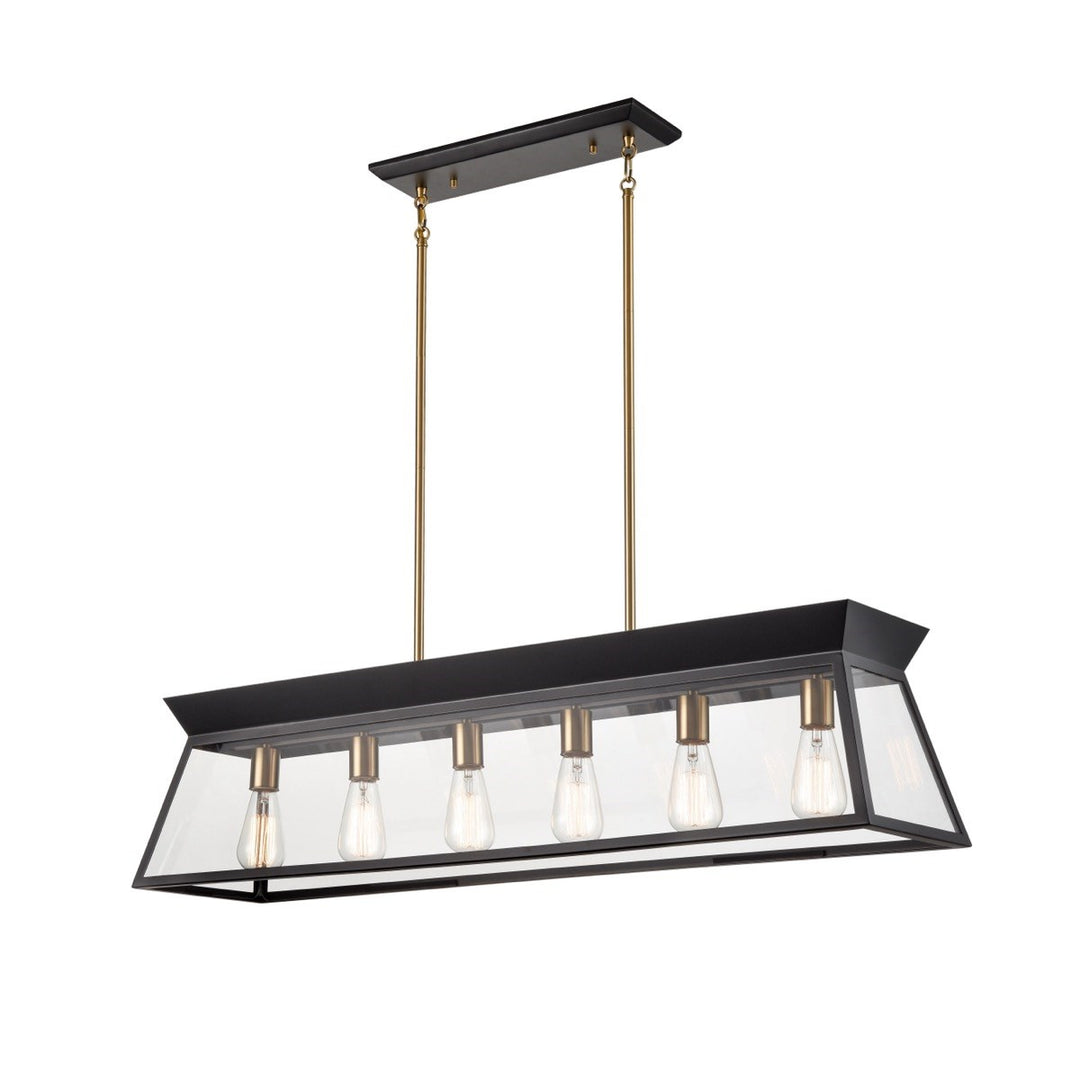 Linear Island Chandelier Black And Brushed Brass by Artcraft