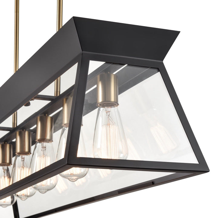 Linear Island Chandelier Black And Brushed Brass