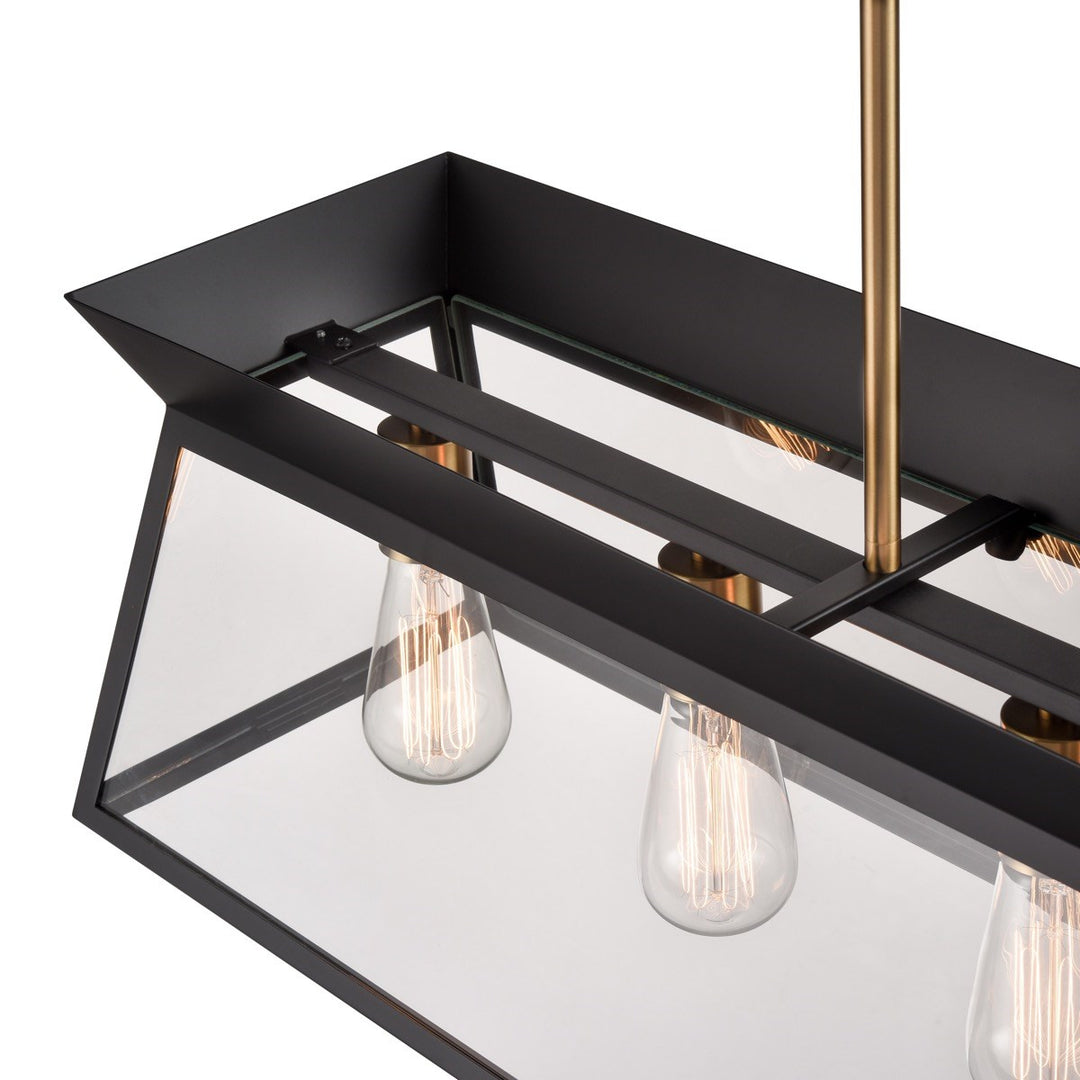 Linear Island Chandelier Black And Brushed Brass