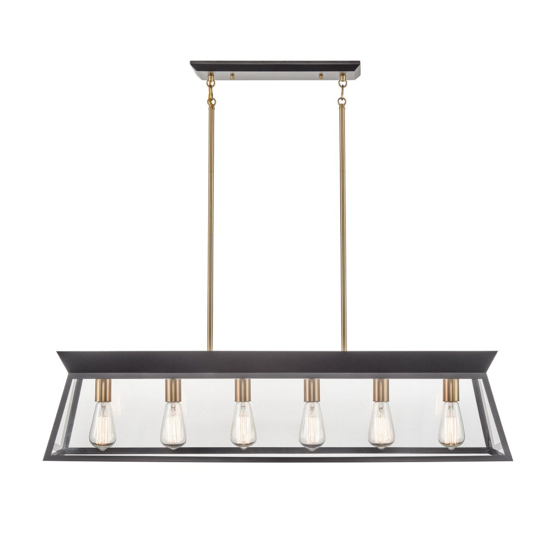 Linear Island Chandelier Black And Brushed Brass