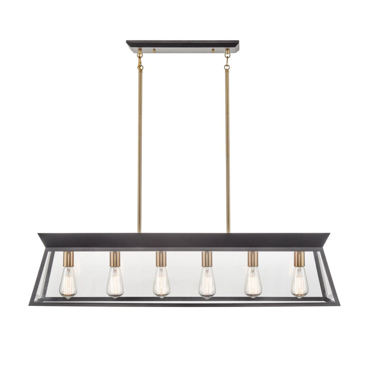 Linear Island Chandelier Black And Brushed Brass