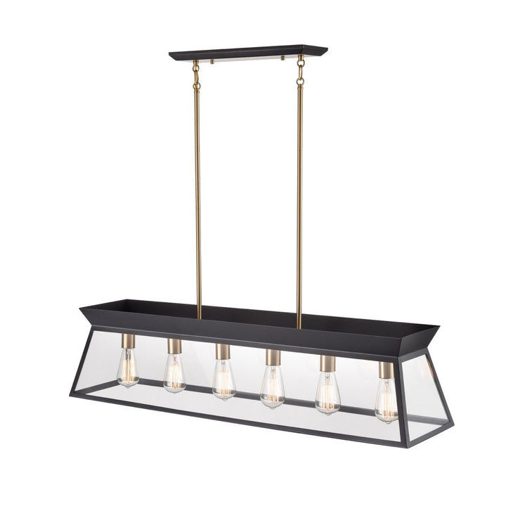 Linear Island Chandelier Black And Brushed Brass