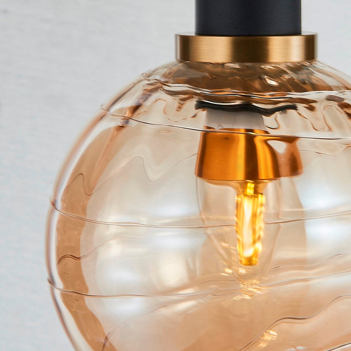 Collection 1-Light Pendant With Amber Glass Black And Brushed Brass
