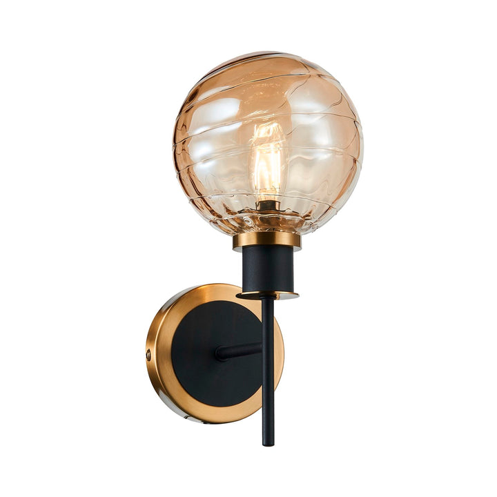 Collection 1-Light Sconce With Amber Glass Black And Brushed Brass by Artcraft