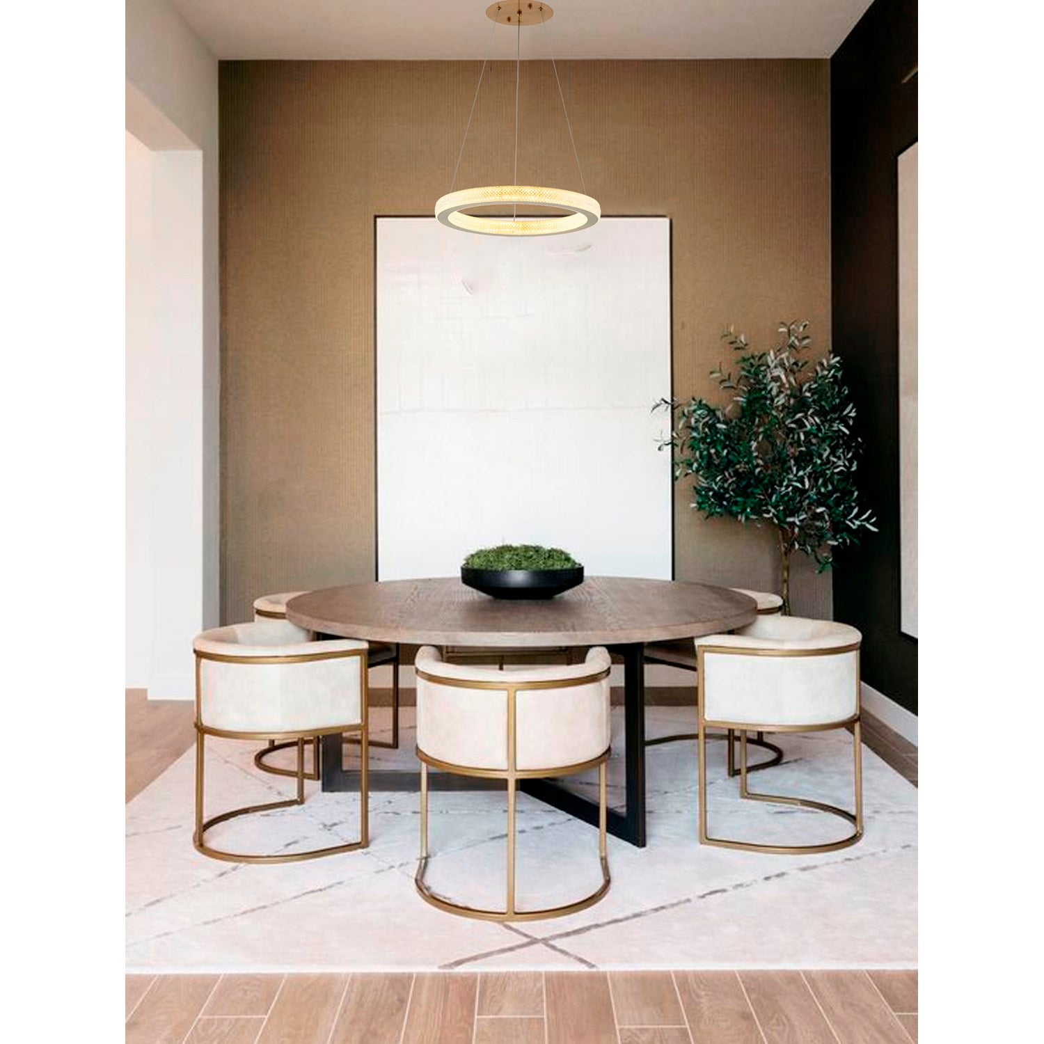 Led Chandelier In Sand Gold Finish by Bethel
