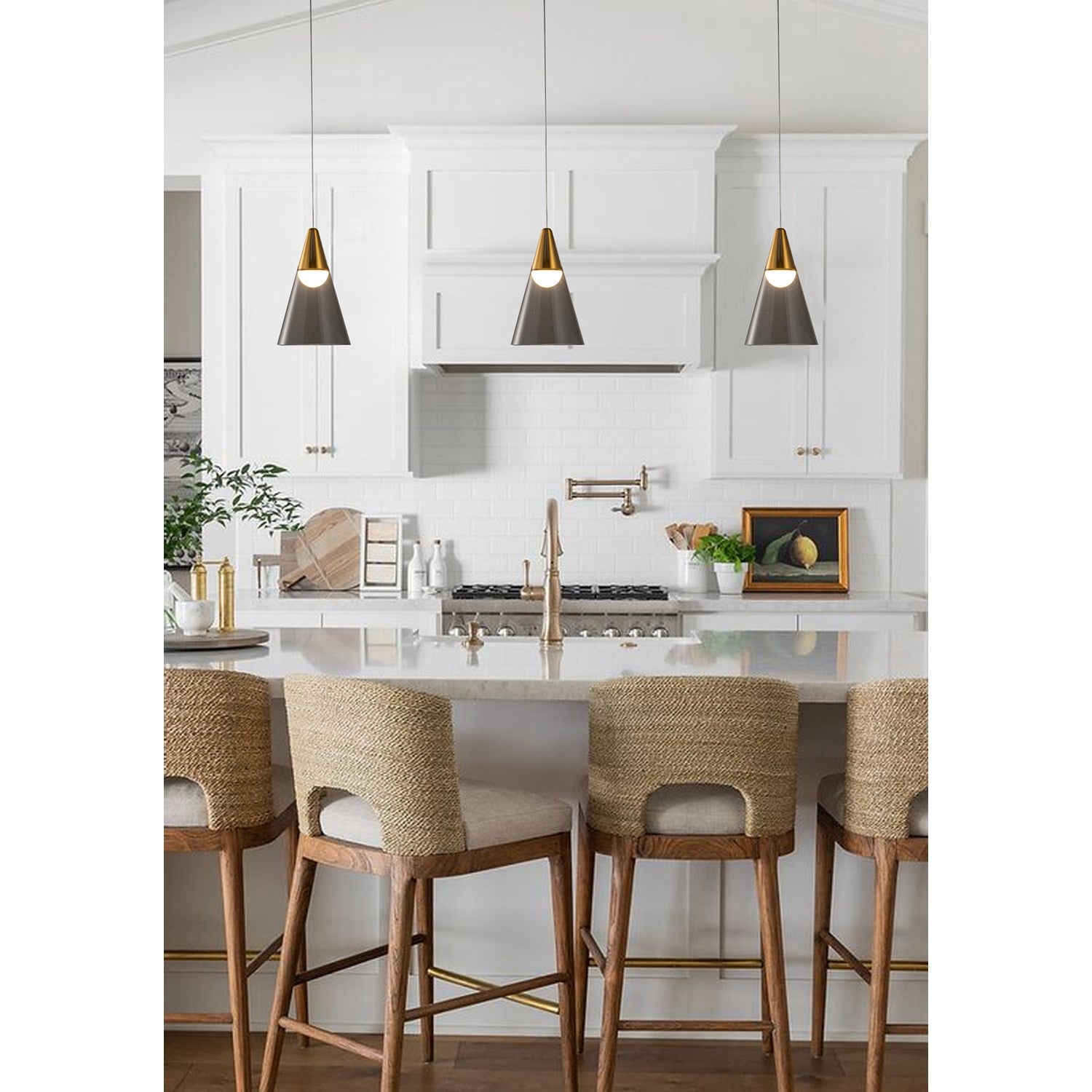 Led Pendant In Antique Gold Finish by Bethel