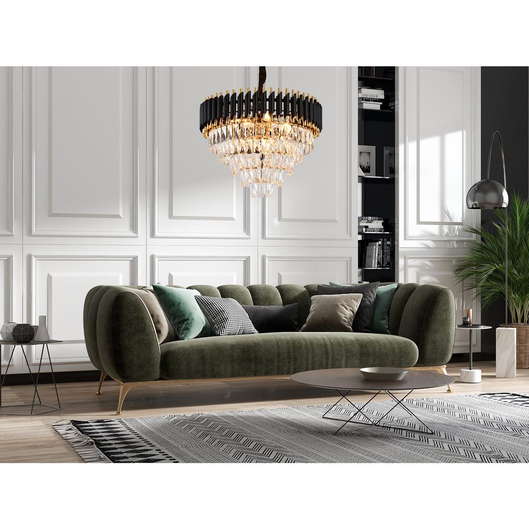 Chandelier In Black & Gold Finish by Bethel