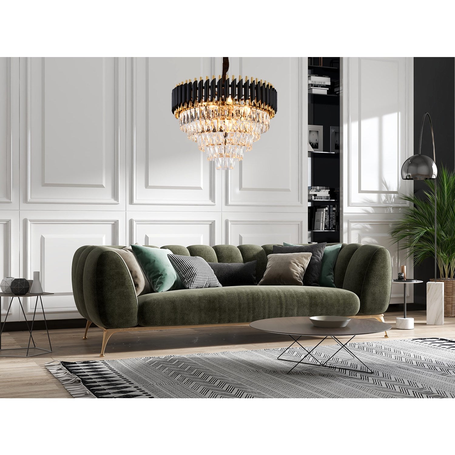 Chandelier In Black & Gold Finish by Bethel