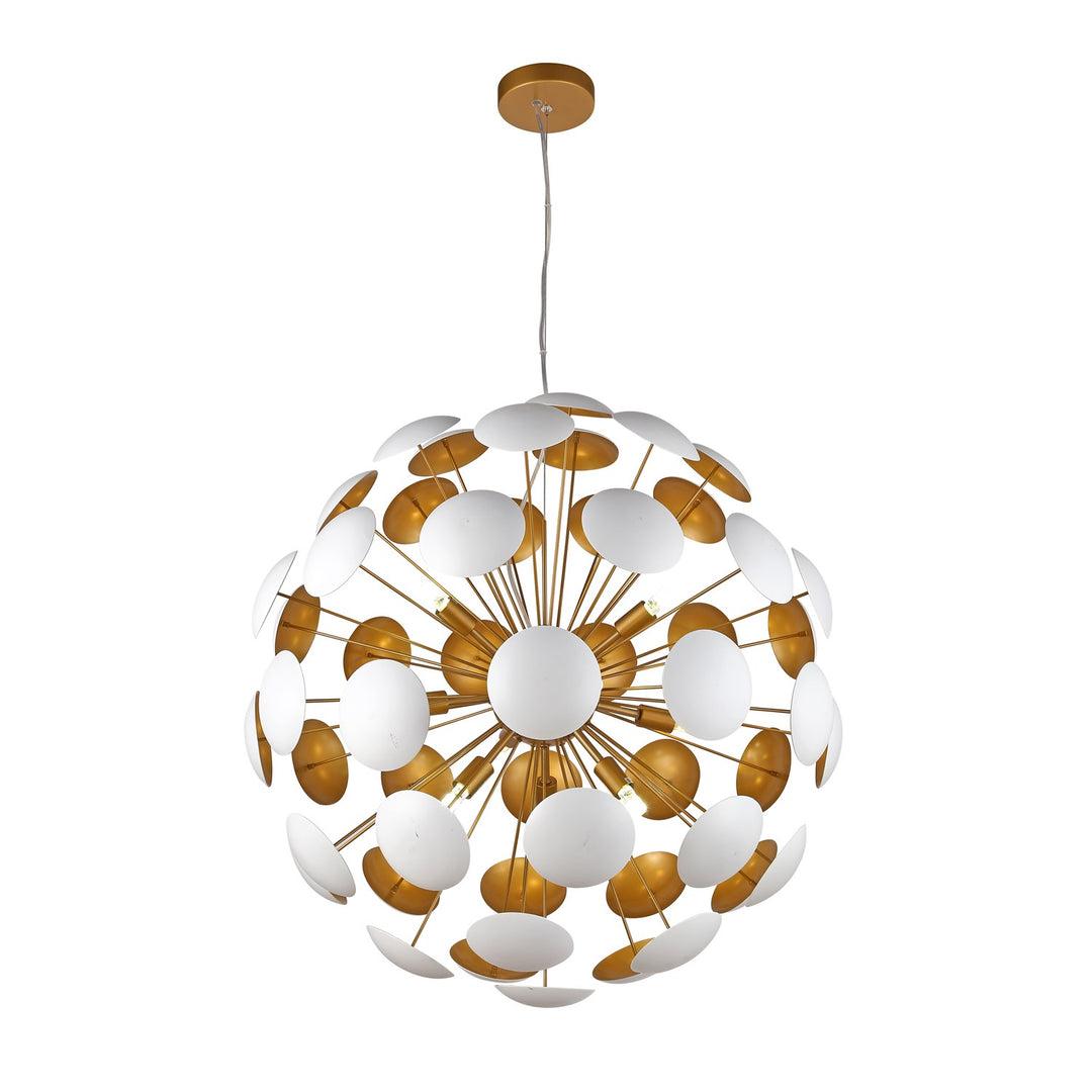 Chandelier In Brass & White Finish by Bethel